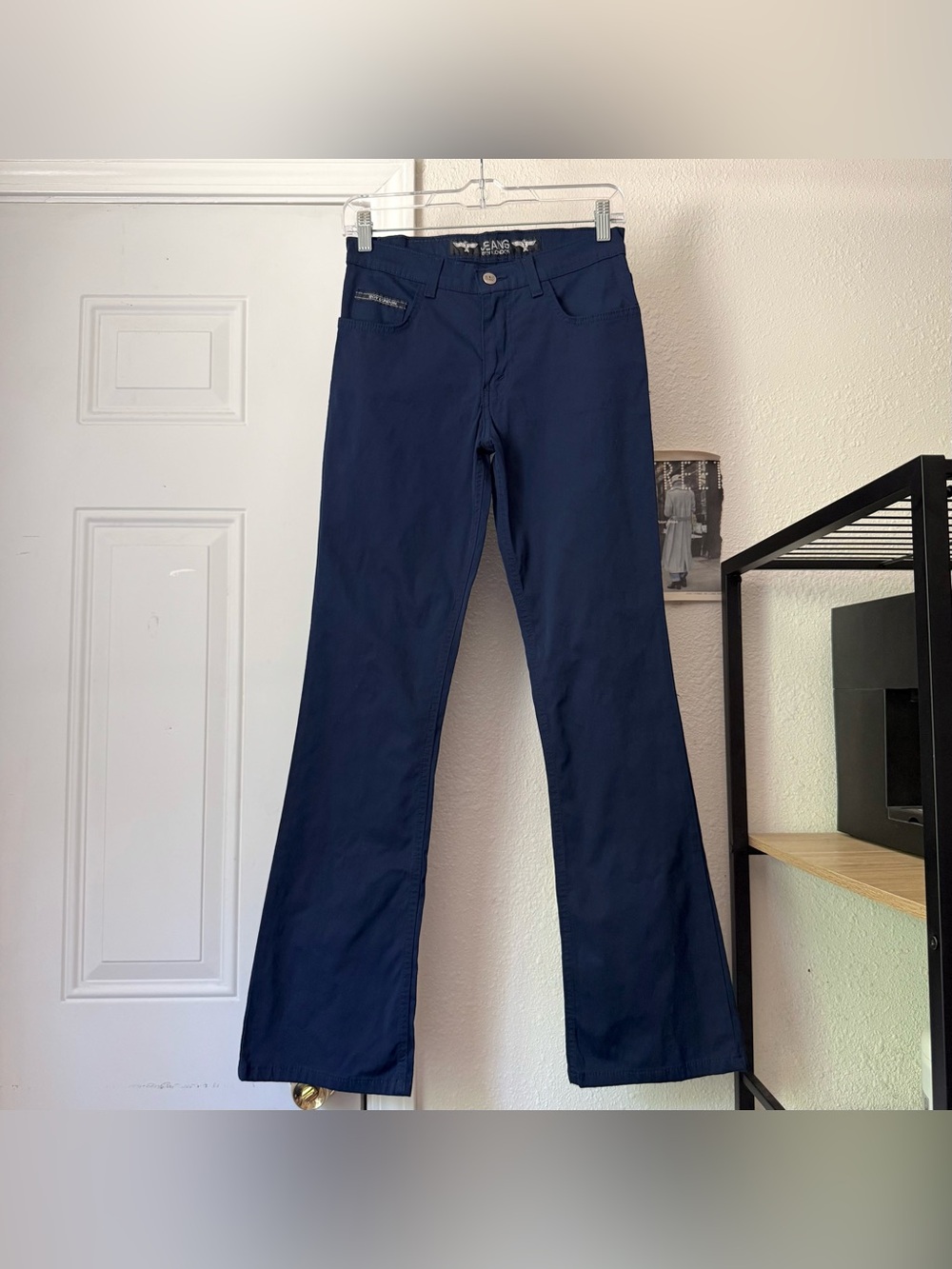 BOY LONDON navy blue vintage boot cut‎ nylon flare leg pants